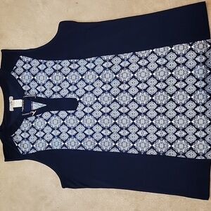 Ivy Ridge Navy and White Patterned Sleeveless Top